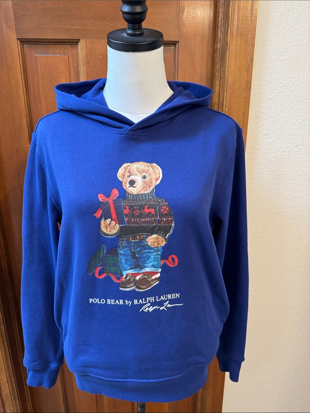 Polo by Ralph Lauren Girls Royal Blue Polo Bear Pullover Hoodie Size 14-16 G